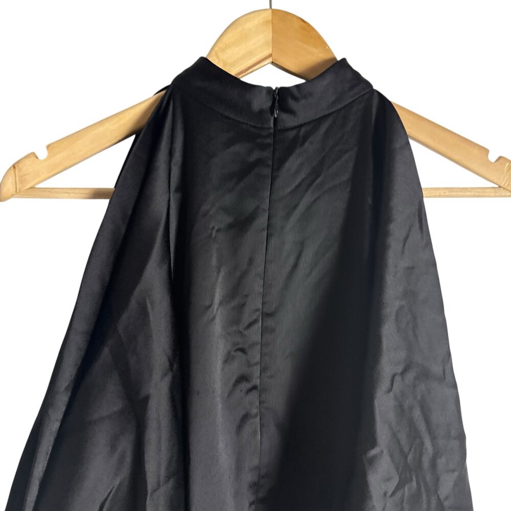 Arias New York Black Mock Neck Cold Shoulder Long Sleeve Cocktail Midi Dress 2 - Picture 7 of 16